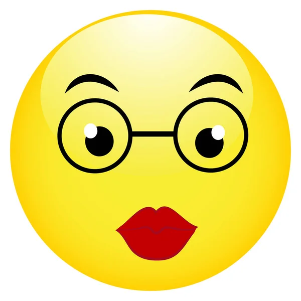 Emoticono Sonriente Lindo Con Anteojos Emoji Smiley Ilustración Vectorial — Vector de stock