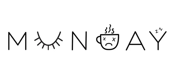 Yazıt ile basit ve komik illüstrasyon Pazartesi