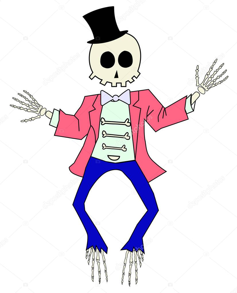 Cartoon Skeleton Giving a Thumbs Up Vector Illustration