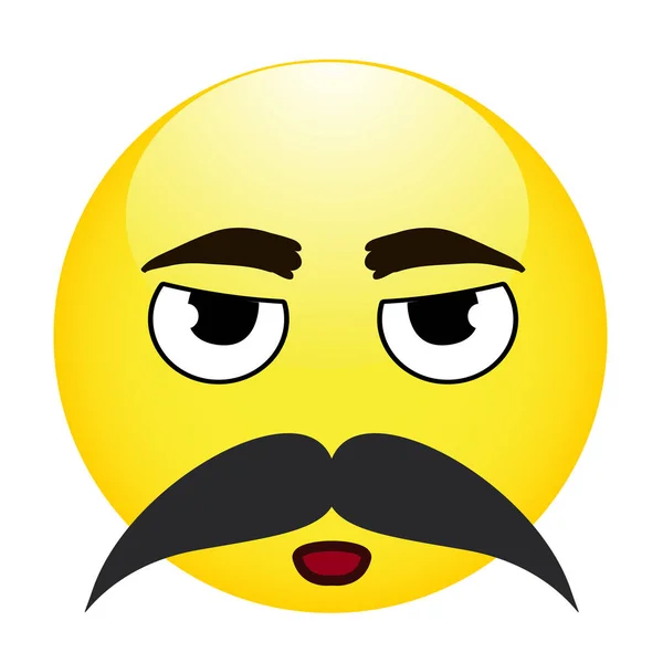 Emoticono lindo con bigote sobre fondo blanco. Ilustración vectorial aislada — Archivo Imágenes Vectoriales