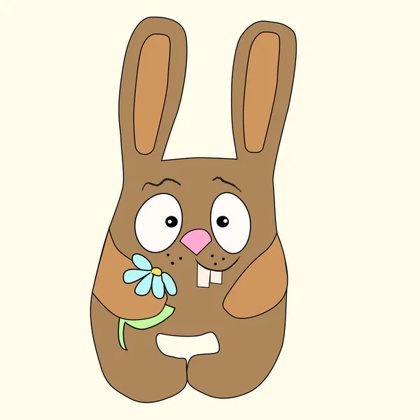 Cute baby rabbit toy. Cartoon character, vector illustration. — Stock Vector