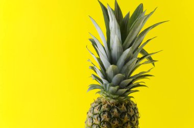 Ananas parlak sarı zemin üzerine yarısı. Tatil kavramı