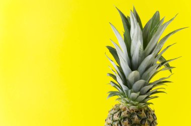 Tropikal gıda, ananas ile yeşil sarı zemin üzerine bırakır.