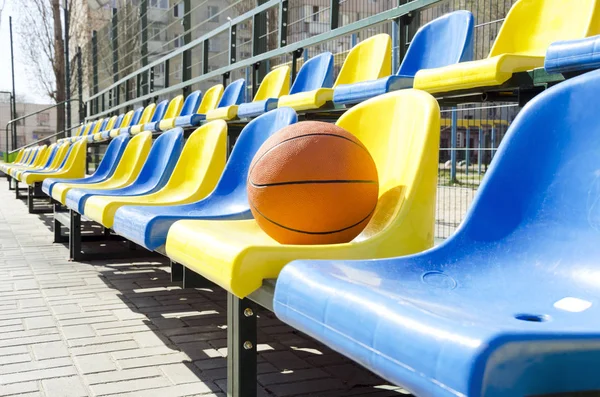 Stadium Seats Basketball Ball Empty Seats Fans Sport Court — Stock Photo, Image