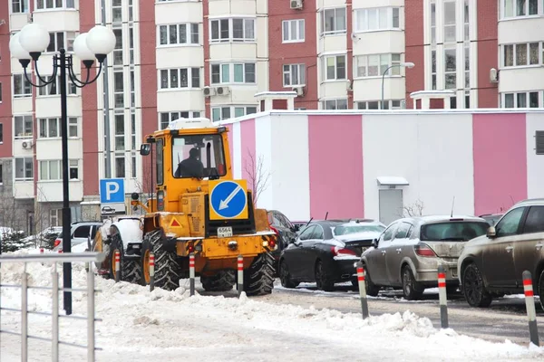 Городские Службы Уборки Снега Специальное Оборудование После Снегопада Коммунальные Услуги — стоковое фото