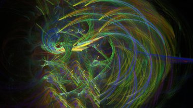 Fantezi kaotik renkli fraktal desen. Soyut Fraktal şekiller. 3D render resimde arka plan veya duvar kağıdı.