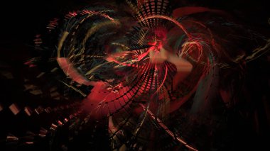 Fantezi kaotik renkli fraktal desen. Soyut Fraktal şekiller. 3D render resimde arka plan veya duvar kağıdı.