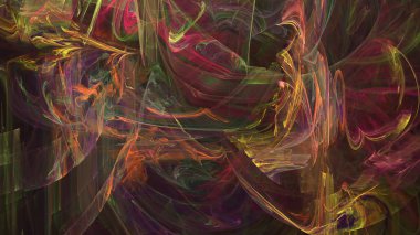 Fantezi kaotik renkli fraktal desen. Soyut Fraktal şekiller. 3D render resimde arka plan veya duvar kağıdı.