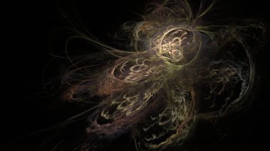 Fantezi kaotik renkli fraktal desen. Soyut Fraktal şekiller. 3D render resimde arka plan veya duvar kağıdı.