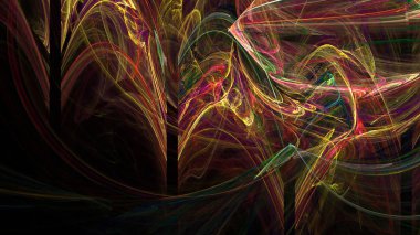 Fantezi kaotik renkli fraktal desen. Soyut Fraktal şekiller. 3D render resimde arka plan veya duvar kağıdı.