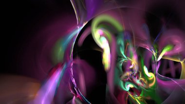 Fantezi kaotik renkli fraktal desen. Soyut Fraktal şekiller. 3D render resimde arka plan veya duvar kağıdı.