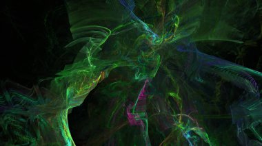 Fantezi kaotik renkli fraktal desen. Soyut Fraktal şekiller. 3D render resimde arka plan veya duvar kağıdı.
