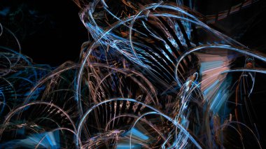 Fantezi kaotik renkli fraktal desen. Soyut Fraktal şekiller. 3D render resimde arka plan veya duvar kağıdı.