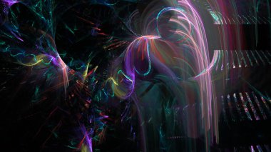 Fantezi kaotik renkli fraktal desen. Soyut Fraktal şekiller. 3D render resimde arka plan veya duvar kağıdı.