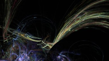 Fantezi kaotik renkli fraktal desen. Soyut Fraktal şekiller. 3D render resimde arka plan veya duvar kağıdı.