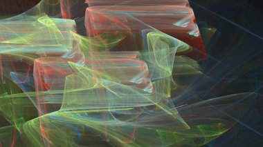 Fantezi kaotik renkli fraktal desen. Soyut Fraktal şekiller. 3D render resimde arka plan veya duvar kağıdı.