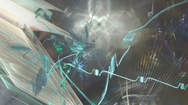 Fantezi kaotik renkli fraktal desen. Soyut Fraktal şekiller. 3D render resimde arka plan veya duvar kağıdı