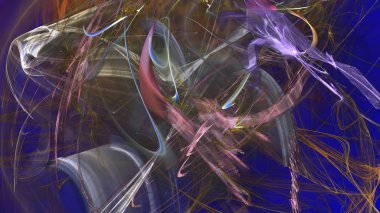 Fantezi kaotik renkli fraktal desen. Soyut Fraktal şekiller. 3D render resimde arka plan veya duvar kağıdı