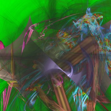 Fantezi kaotik renkli fraktal desen. Soyut Fraktal şekiller. 3D render resimde arka plan veya duvar kağıdı