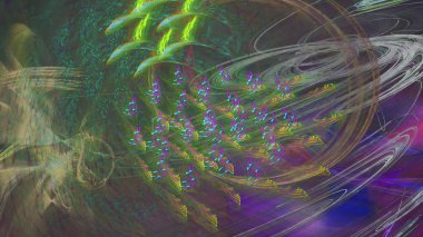 Fantezi kaotik renkli fraktal desen. Soyut Fraktal şekiller. 3D render resimde arka plan veya duvar kağıdı