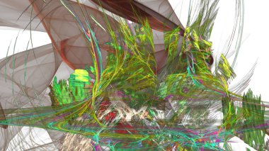 Fantezi kaotik renkli fraktal desen. Soyut Fraktal şekiller. 3D render resimde arka plan veya duvar kağıdı