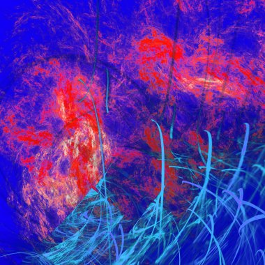 Fantezi kaotik renkli fraktal desen. Soyut Fraktal şekiller. 3D render resimde arka plan veya duvar kağıdı.