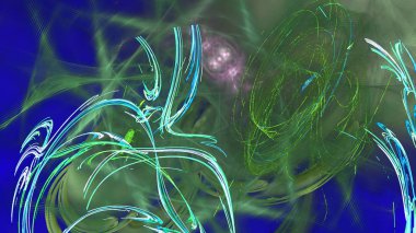 Fantezi kaotik renkli fraktal desen. Soyut Fraktal şekiller. 3D render resimde arka plan veya duvar kağıdı.