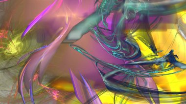 Fantezi kaotik renkli fraktal desen. Soyut Fraktal şekiller. 3D render resimde arka plan veya duvar kağıdı.