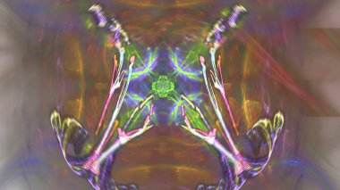 Fantezi kaotik renkli fraktal desen. Soyut Fraktal şekiller. 3D render resimde arka plan veya duvar kağıdı.