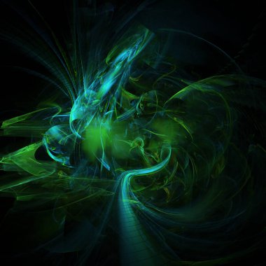 Fantezi kaotik renkli fraktal desen. Soyut Fraktal şekiller. 3D render resimde arka plan veya duvar kağıdı.