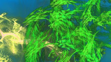 Fantezi kaotik renkli fraktal desen. Soyut Fraktal şekiller. 3D render resimde arka plan veya duvar kağıdı.