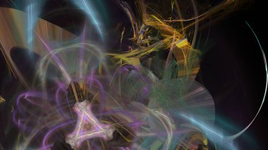 Fantezi kaotik renkli fraktal desen. Soyut Fraktal şekiller. 3D render resimde arka plan veya duvar kağıdı