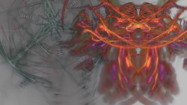 Fantezi kaotik renkli fraktal desen. Soyut Fraktal şekiller. 3D render resimde arka plan veya duvar kağıdı