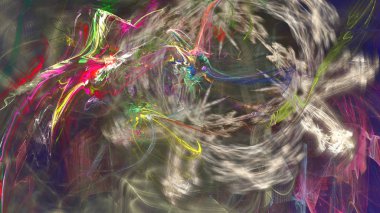 Fantezi kaotik renkli fraktal desen. Soyut Fraktal şekiller. 3D render resimde arka plan veya duvar kağıdı