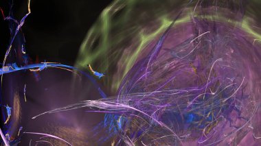 Fantezi kaotik renkli fraktal desen. Soyut Fraktal şekiller. 3D render resimde arka plan veya duvar kağıdı