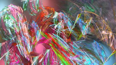 Fantezi kaotik renkli fraktal desen. Soyut Fraktal şekiller. 3D render resimde arka plan veya duvar kağıdı