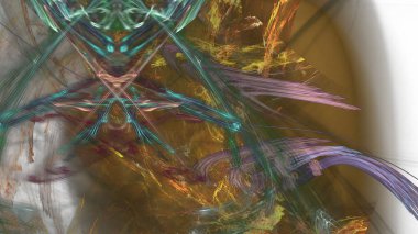 Fantezi kaotik renkli fraktal desen. Soyut Fraktal şekiller. 3D render resimde arka plan veya duvar kağıdı