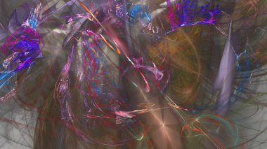 Fantezi kaotik renkli fraktal desen. Soyut Fraktal şekiller. 3D render resimde arka plan veya duvar kağıdı