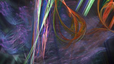 Fantezi kaotik renkli fraktal desen. Soyut Fraktal şekiller. 3D render resimde arka plan veya duvar kağıdı