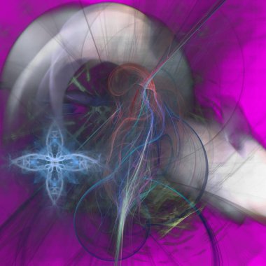 Fantezi kaotik renkli fraktal desen. Soyut Fraktal şekiller. 3D render resimde arka plan veya duvar kağıdı