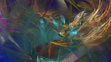 Fantezi kaotik renkli fraktal desen. Soyut Fraktal şekiller. 3D render resimde arka plan veya duvar kağıdı