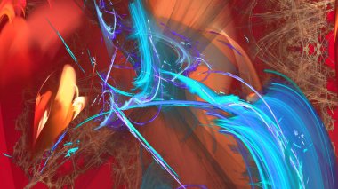 Fantezi kaotik renkli fraktal desen. Soyut Fraktal şekiller. 3D render resimde arka plan veya duvar kağıdı