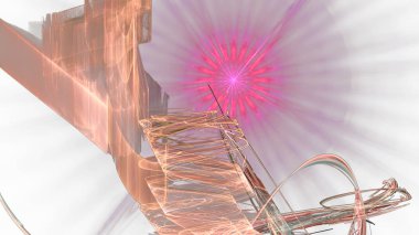 Fantezi kaotik renkli fraktal desen. Soyut Fraktal şekiller. 3D render resimde arka plan veya duvar kağıdı