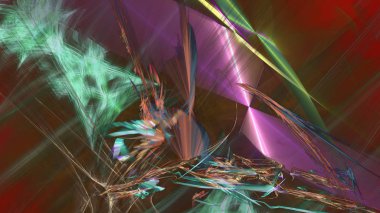 Fantezi kaotik renkli fraktal desen. Soyut Fraktal şekiller. 3D render resimde arka plan veya duvar kağıdı