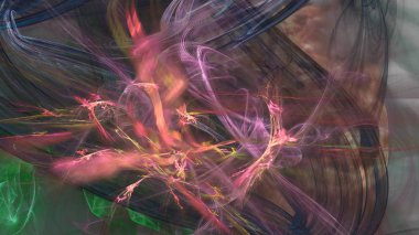 Fantezi kaotik renkli fraktal desen. Soyut Fraktal şekiller. 3D render resimde arka plan veya duvar kağıdı