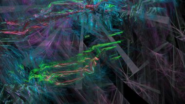 Fantezi kaotik renkli fraktal desen. Soyut Fraktal şekiller. 3D render resimde arka plan veya duvar kağıdı