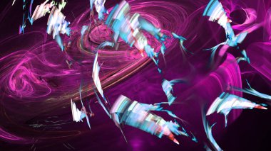 Fantezi kaotik renkli fraktal desen. Soyut Fraktal şekiller. 3D render resimde arka plan veya duvar kağıdı