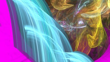 Fantezi kaotik renkli fraktal desen. Soyut Fraktal şekiller. 3D render resimde arka plan veya duvar kağıdı