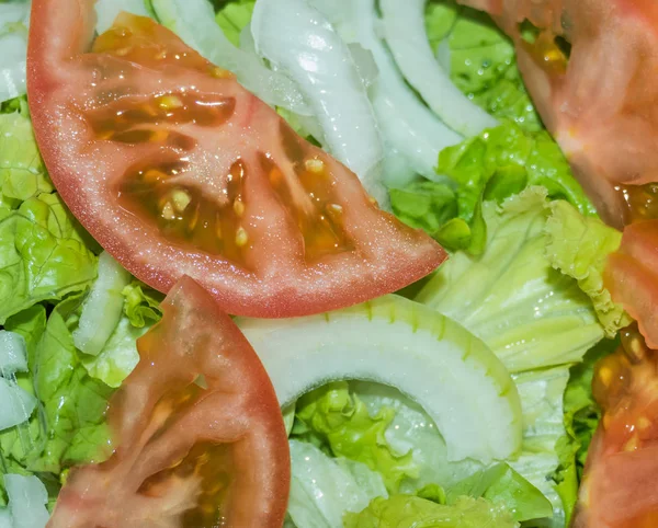 Ensalada de lechuga de tomate y cebolla —  Fotos de Stock