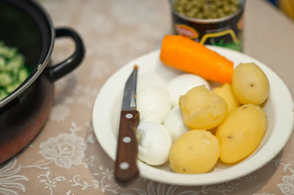 Produkte Für Olivensalat Zubereitet — Stockfoto